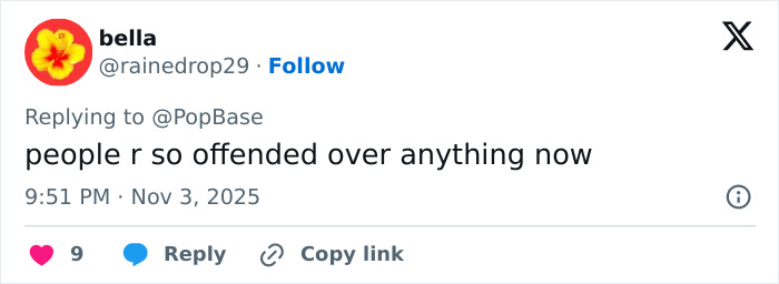 Screenshot of a tweet responding to Winnie Harlow backlash, with text about people being easily offended online.