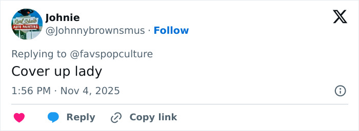 Social media comment reacting to Lily Allen&rsquo;s CFDA fashion look sparking debate amid celebrity drama.