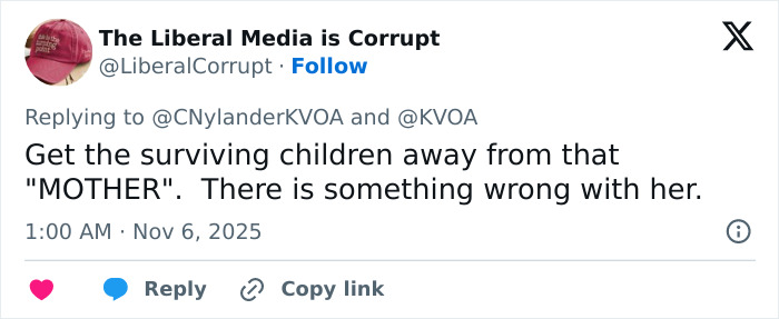 Tweet criticizing a mother, urging to get surviving children away, related to dad who left 2YO daughter in car case. Tweet criticizing a mother, urging to get surviving children away, related to dad who left 2YO daughter in car case.