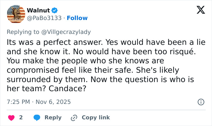 Tweet discussing Erika Kirk’s Fox interview fueling theories about the real culprit still being free and her possible team. Tweet discussing Erika Kirk’s Fox interview fueling theories about the real culprit still being free and her possible team.