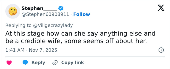 Tweet discussing Erika Kirk’s Fox interview and theories about the real culprit still being free. Tweet discussing Erika Kirk’s Fox interview and theories about the real culprit still being free.