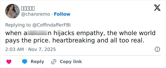 Tweet expressing heartbreak over empathy hijacking related to a teen and dad incident involving a child left in a hot car.