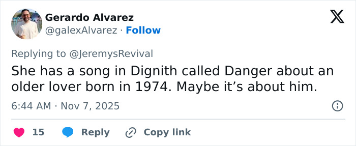 Screenshot of a tweet discussing Hilary Duff&rsquo;s new song and the renewed outrage over her 2000s age-gap relationship.