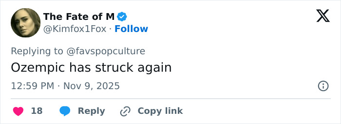 Tweet by user The Fate of M commenting on Meghan Trainor's new look, sparking hilarious fan reactions about losing her bass.