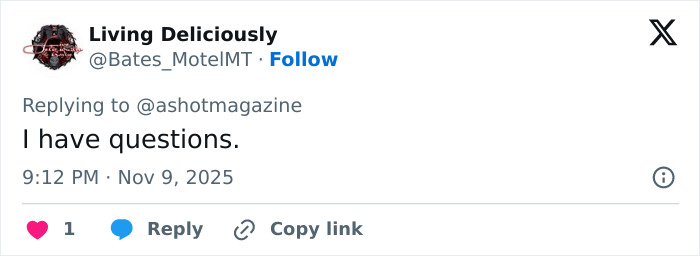 Tweet from Living Deliciously expressing confusion, mentioning natural breasts and reactions to a low-cut dress online.