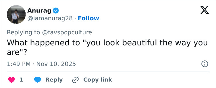 Screenshot of a tweet reacting humorously to Meghan Trainor&rsquo;s new look related to she lost her bass.