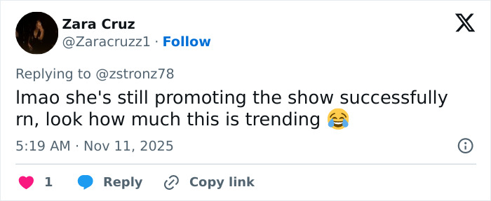 Twitter post discussing Jenna Ortega&rsquo;s behavior and public concern during Wednesday cast event promotion.