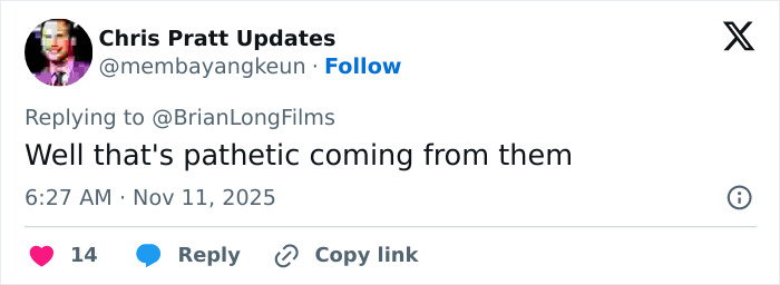 Tweet by user membayangkeun replying to BrianLongFilms, discussing leaked PR emails about Sydney Sweeney's reps doing damage control.
