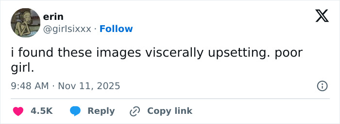 Screenshot of a tweet expressing concern over Ariana Grande's 'Wicked' role, calling the images viscerally upsetting.