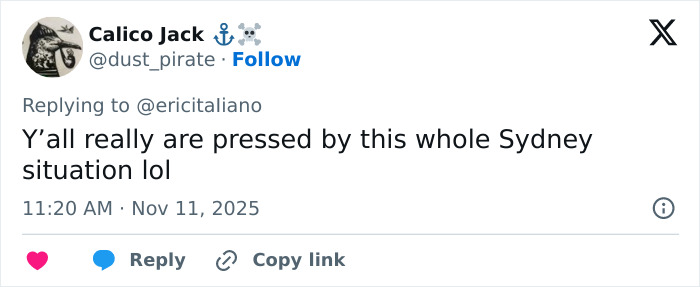 Screenshot of a tweet reacting to Sydney Sweeney and PR reps doing damage control after Christy tanks at box office.