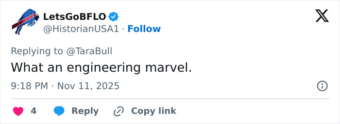 Tweet praising an engineering marvel, posted by LetsGoBFLO, reacting to a video of China’s ambitious bridge collapsing. Tweet praising an engineering marvel, posted by LetsGoBFLO, reacting to a video of China’s ambitious bridge collapsing.