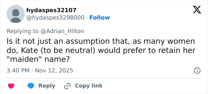 Tweet discussing Princess Kate and the backlash leading to BBC changing headline on the topic of her name preference.