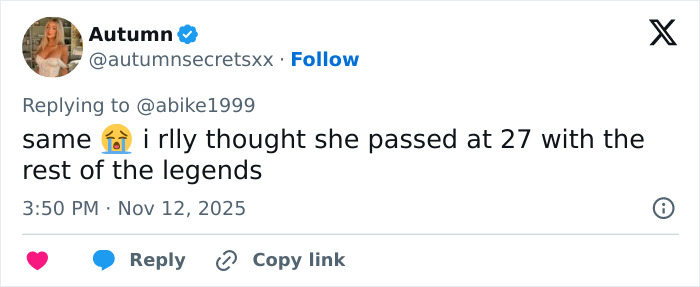 Social media reaction expressing surprise about Audrey Hepburn actually aging and people just finding out now.