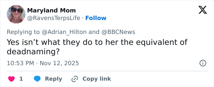 Twitter user replying about BBC forced to change headline after massive Princess Kate backlash on deadnaming concerns.