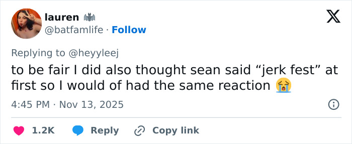 Tweet from lauren reacting to Glen Powell's viral blunder during interview discussing Hollywood's dark side.