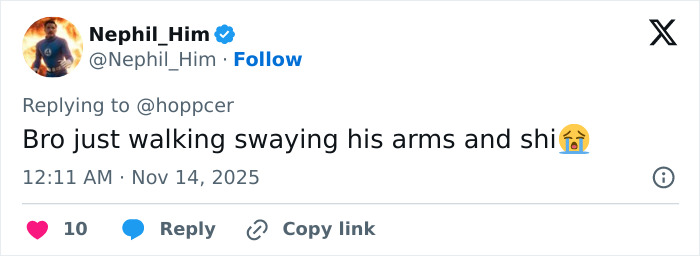 Tweet screenshot showing a user describing Jake Bongiovi as useless for not helping while Millie Bobby Brown protected their baby.