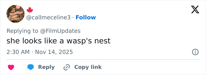 Michelle Yeoh wearing a bold wasp nest inspired outfit at a movie premiere causing an online meltdown.