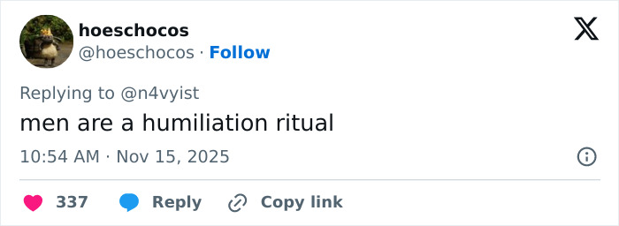 Twitter reply criticizing dating experiences, mentioning humiliation, posted as fans react to Millie Bobby Brown and Jake Bongiovi.