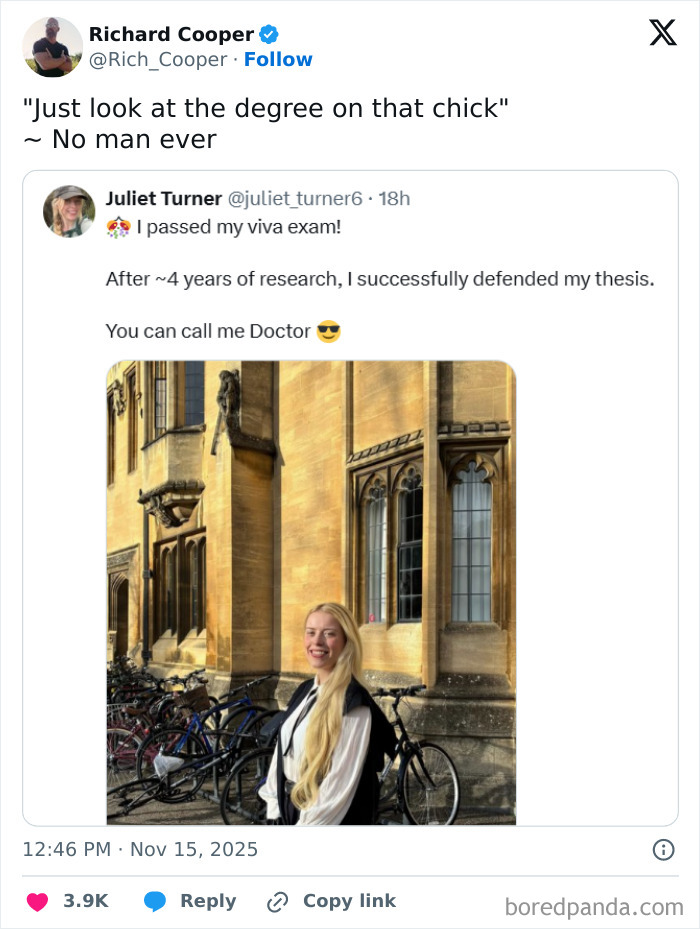 Woman celebrates passing PhD viva exam with a smile outside an academic building, highlighting women's success. Woman celebrates passing PhD viva exam with a smile outside an academic building, highlighting women's success.