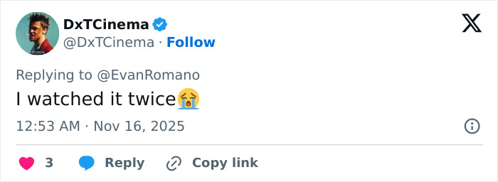 Tweet from DxTCinema reacting with emotional emoji, expressing watching a video twice related to Timothée Chalamet's psychosis Zoom call. Tweet from DxTCinema reacting with emotional emoji, expressing watching a video twice related to Timothée Chalamet's psychosis Zoom call.