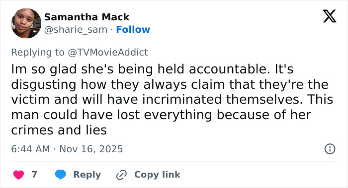 Screenshot of a social media reply expressing support for accountability in the DoorDash driver arrested story. Screenshot of a social media reply expressing support for accountability in the DoorDash driver arrested story.