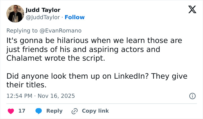 Screenshot of a Twitter reply discussing Timothée Chalamet’s painful Zoom call and fans’ reactions to psychosis. Screenshot of a Twitter reply discussing Timothée Chalamet’s painful Zoom call and fans’ reactions to psychosis.