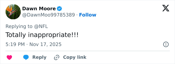 User comment calling singer's outfit inappropriate during NFL US National Anthem performance sparking disrespectful debate.