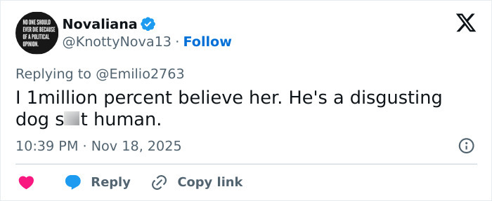 Screenshot of a social media post showing public reaction to Amanda Bynes breaking silence on disgusting claims against Dan Schneider.