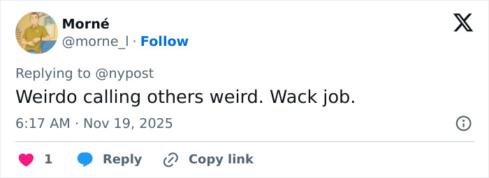 User Morn&eacute; responds on Twitter with a critical comment amid backlash involving makeup icon Jeffree Star and pro-trans parents.
