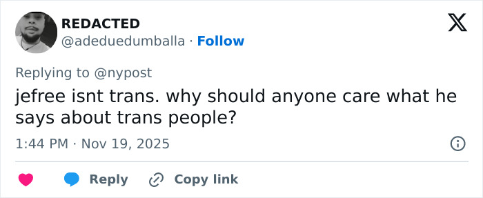 Social media reaction to makeup icon Jeffree Star&rsquo;s controversial comments on pro-trans parents.