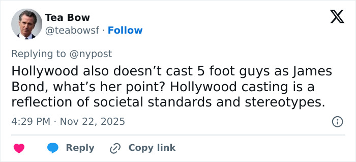 Social media comment discussing Hollywood’s hidden age rule and casting stereotypes for women in adult scenes. Social media comment discussing Hollywood’s hidden age rule and casting stereotypes for women in adult scenes.