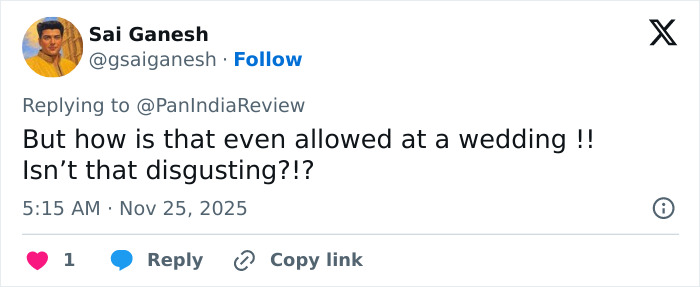 User Sai Ganesh reacting to Jennifer Lopez's risqué performance at a billionaire's wedding in a critical tweet. User Sai Ganesh reacting to Jennifer Lopez's risqué performance at a billionaire's wedding in a critical tweet.