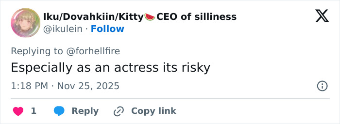 Screenshot of a tweet expressing concern about risks faced by an actress, related to Millie Bobby Brown name change news.