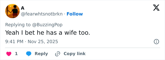 Screenshot of a social media reply discussing Ariana Grande and Jonathan Bailey amid home wrecking controversy.