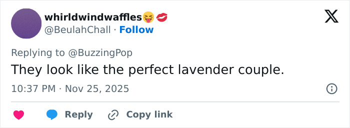 Alt text: Social media comment roasting Ariana Grande for home wrecking after intimate interaction with Jonathan Bailey