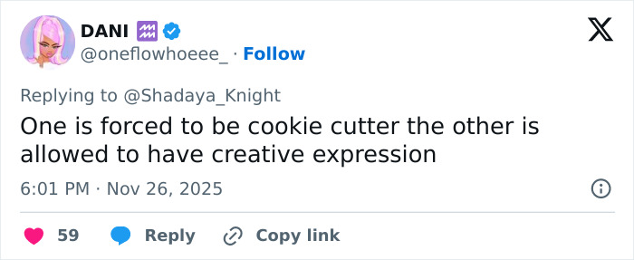 Tweet discussing creative expression differences between North West and Blue Ivy amid celebrity parenting debate.