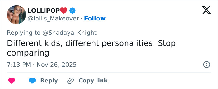 Screenshot of a tweet highlighting personality differences in kids born into fame amid celebrity parenting debate involving North West and Blue Ivy.