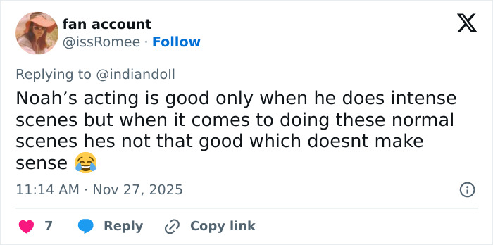 Screenshot of a Twitter fan account criticizing a Stranger Things child actor’s performance in new season scenes. Screenshot of a Twitter fan account criticizing a Stranger Things child actor’s performance in new season scenes.