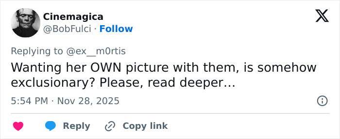 Tweet criticizing Wicked cast over viral selfie excluding Marissa Bode, highlighting debate on disability inclusion and exclusion.