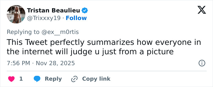 Tweet by Tristan Beaulieu criticizing online judgment of a viral selfie involving Wicked cast and disability inclusion debate.