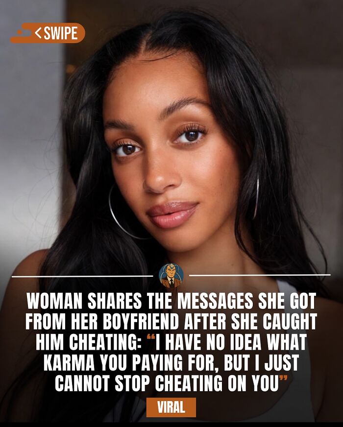 Young woman sharing viral story after catching her boyfriend cheating, featured on an IG page with daily facts and interesting stories.