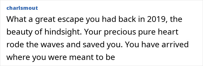 Text post by charlsmout sharing a reflective message about a great escape and pure heart, related to Alison Sudol and David Harbour.