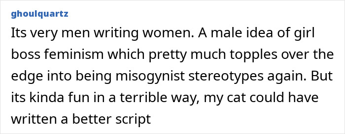 Screenshot of an online comment criticizing the All's Fair premiere with Kim Kardashian as painful and poorly written.