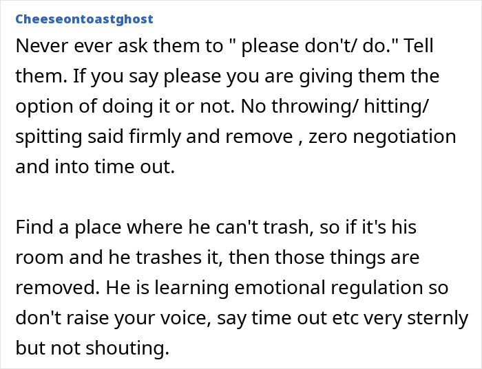 Alt text: Advice on managing kids&rsquo; behavior with firm rules against spitting and emotional regulation techniques for parents