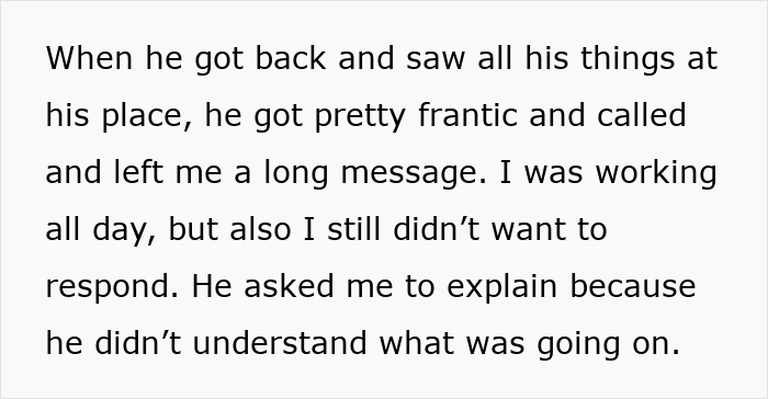 Text about a guy refusing to accept break-up after a romantic trip with a female friend, showing frustration and confusion. Text about a guy refusing to accept break-up after a romantic trip with a female friend, showing frustration and confusion.