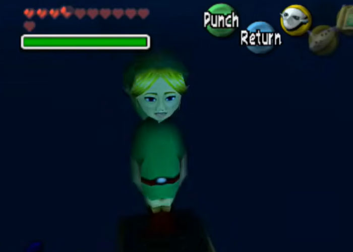 Creepy in-game avatar with low health and eerie lighting from a video game fitting terrifying things found online theme.