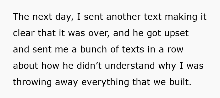 Text describing a guy refusing to accept a break-up after a romantic trip with a female friend, expressing confusion and upset. Text describing a guy refusing to accept a break-up after a romantic trip with a female friend, expressing confusion and upset.