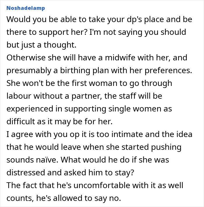 Text conversation discussing partner's discomfort and challenges with birth support experience during labor.