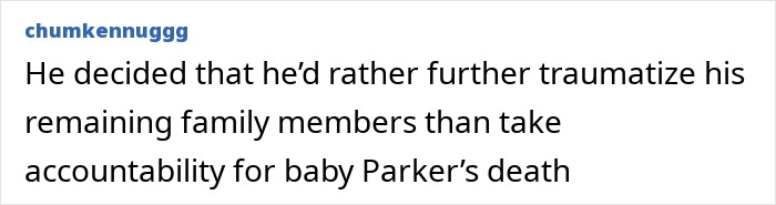 Comment about a dad leaving 2YO in car during adult video binge and family trauma after his death. Comment about a dad leaving 2YO in car during adult video binge and family trauma after his death.