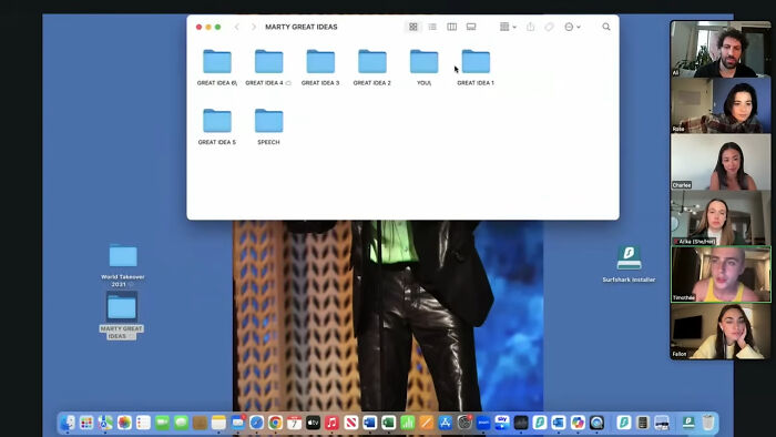 Timothée Chalamet and PR team in a Zoom call displaying folders and a desktop, capturing a tense psychosis moment. Timothée Chalamet and PR team in a Zoom call displaying folders and a desktop, capturing a tense psychosis moment.